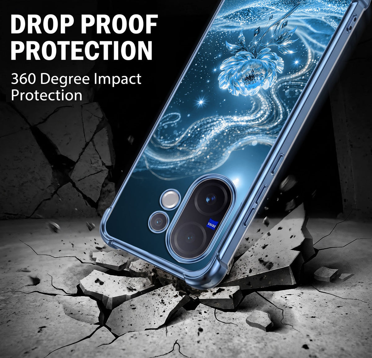 Vivo V60 5G Blue Rose Airbags Printed Back Case