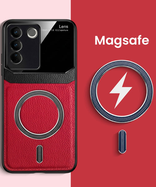 Vivo V27 5G Premium Magsafe Magnetic Leather Lens Protective Case