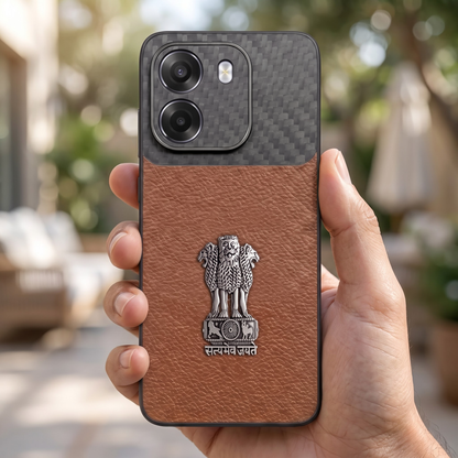 Oppo K14 5G Satyamev Jayate Carbon Fiber Leather Hybrid Phone Case