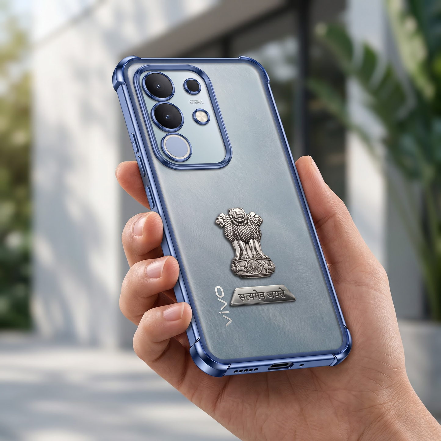 Vivo T4x 5G Satyamev Jayate 2-in-1 Emblem Transparent Shockproof Airbag Case