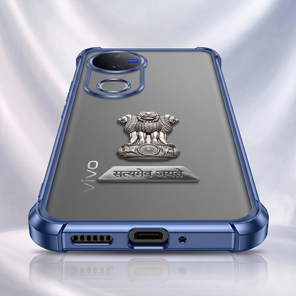 Vivo V50 5G Satyamev Jayate 2-in-1 Emblem Transparent Shockproof Airbag Case