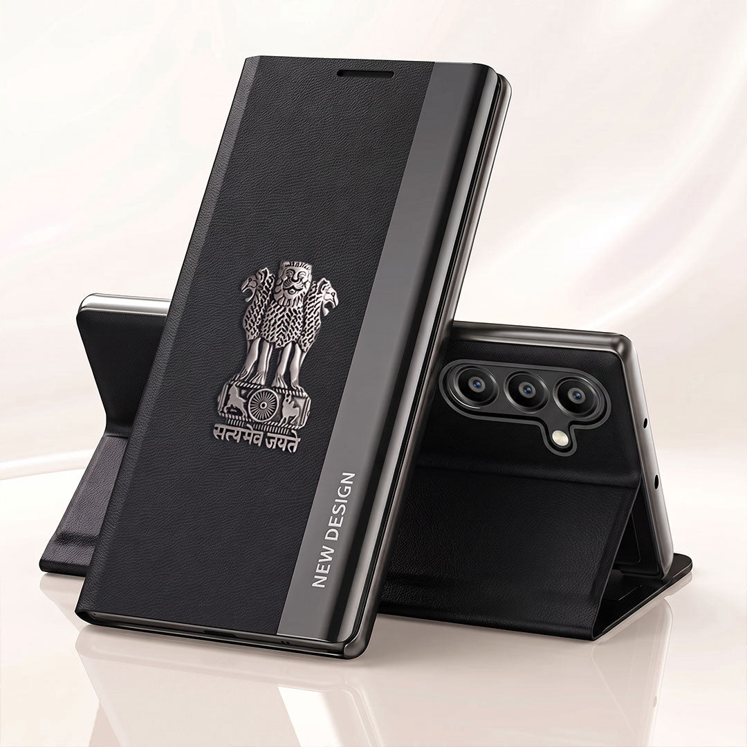 Samsung Galaxy A55 5G Satyamev Jayate Flip Leather Case