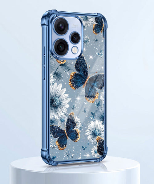 Oppo Reno 15 5G Blue Butterfly Floral Airbags Printed Back Case