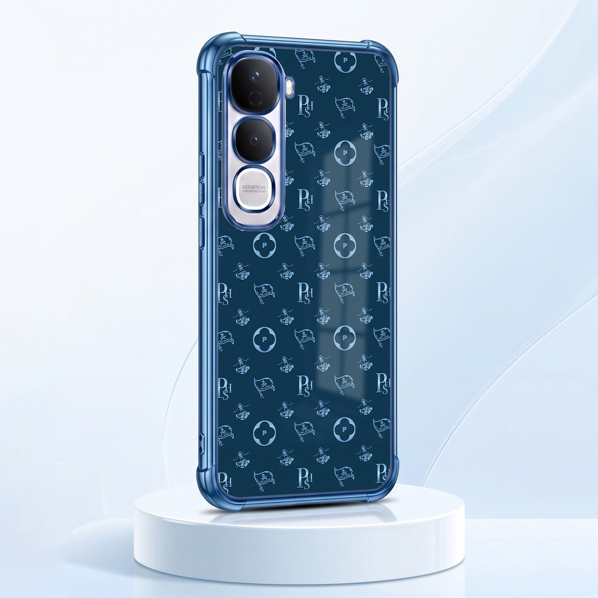 Vivo Y400 Pro 5G Luxury Monogram Blue Airbags Printed Back Case