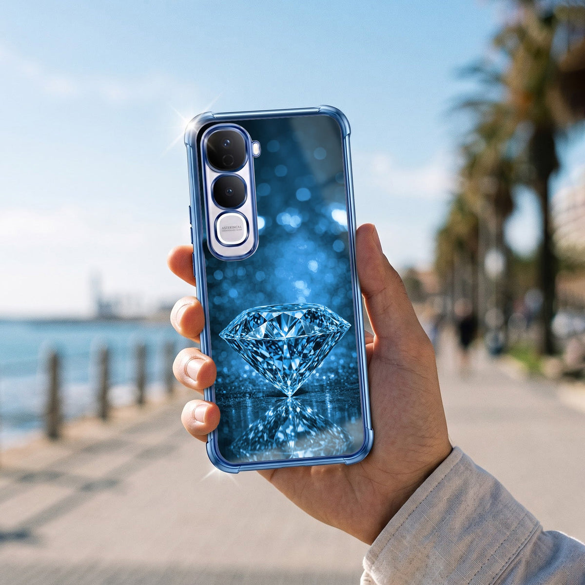 Vivo Y400 Pro 5G Blue Diamond Airbags Printed Back Case