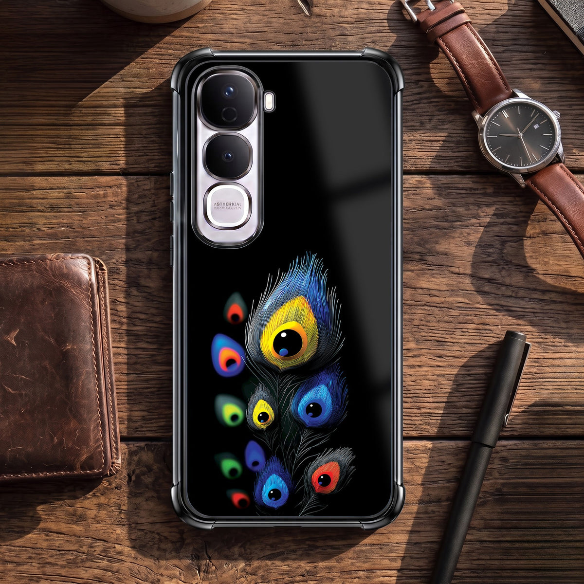 Vivo Y400 Pro 5G Multi-Feather Peacock Airbags Printed Back Case