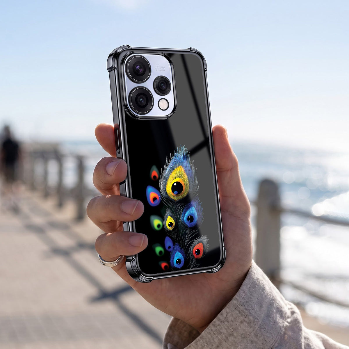 Oppo Reno 15 5G Multi-Feather Peacock Airbags Printed Back Case
