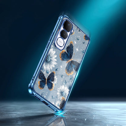 Vivo Y400 Pro 5G Blue Butterfly Floral Airbags Printed Back Case