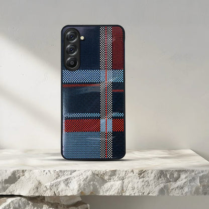 Samsung Galaxy A56 Luxury Grid Pattern Glass Back Shockproof Case
