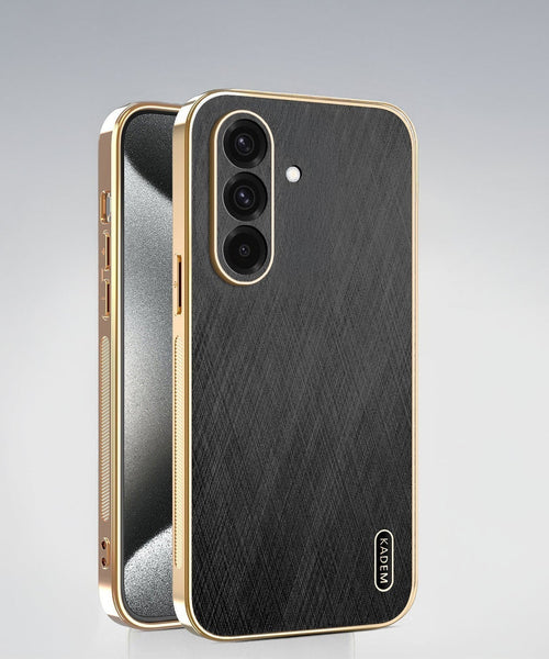Samsung Galaxy A57 5G Premium Electroplated Frame Gold Thread Pattern Soft Case