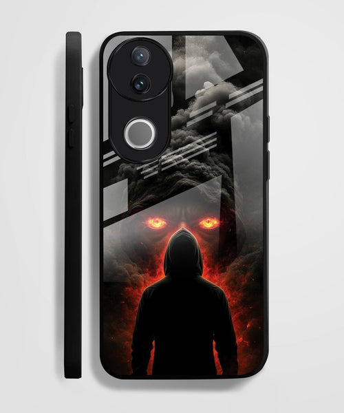 Vivo V50 5G Premium Acrylic Shockproof Glass Back Case (Dark Flame)