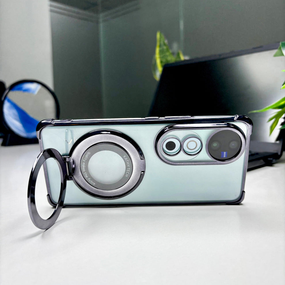 Vivo V40 5G Original Luxury Magnifier Ring Stand Shockproof Airbags Corner Case