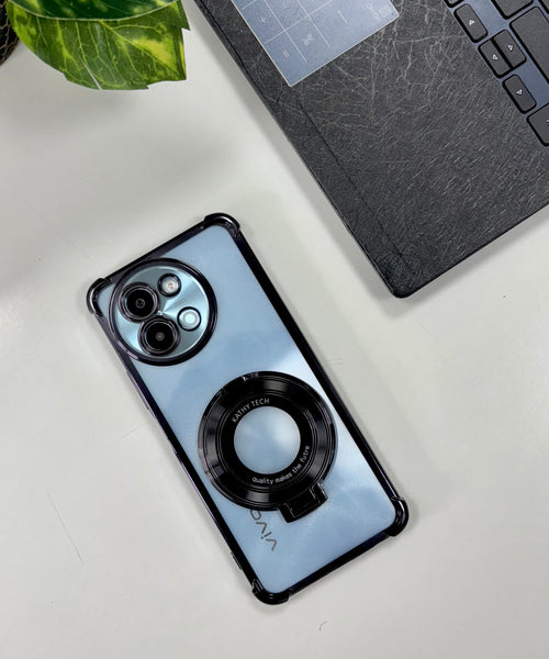 Vivo Y58 5G Original Luxury Magnifier Ring Stand Shockproof Airbags Corner Case