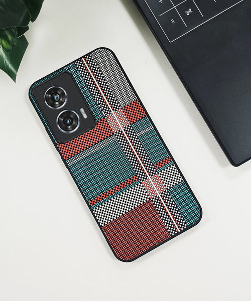 Motorola Edge 50 Fusion 5G Luxury Grid Pattern Glass Back Shockproof Case