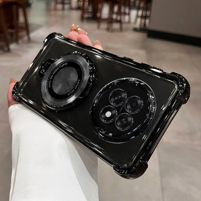 Oppo F31 Pro+ 5G Original Luxury Magnifier Ring Stand Shockproof Airbags Corner Case (Buy 1 Get 1 Free Surprise Cover)