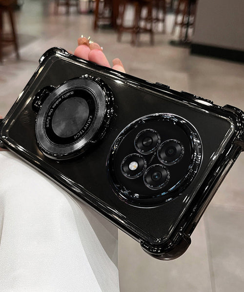 Oppo F31 Pro+ 5G Original Luxury Magnifier Ring Stand Shockproof Airbags Corner Case (Buy 1 Get 1 Free Surprise Cover)