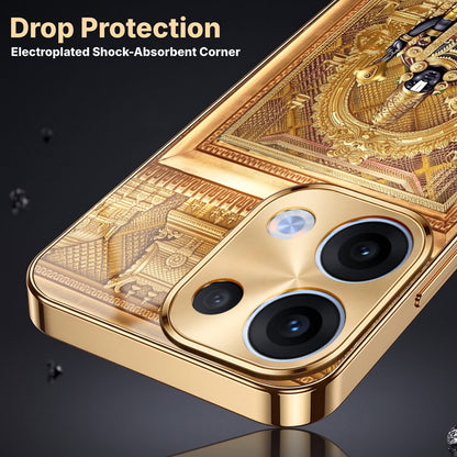 Oppo Reno 13 5G Premium Heritage Gold Electroplated Glass Phone Back Case