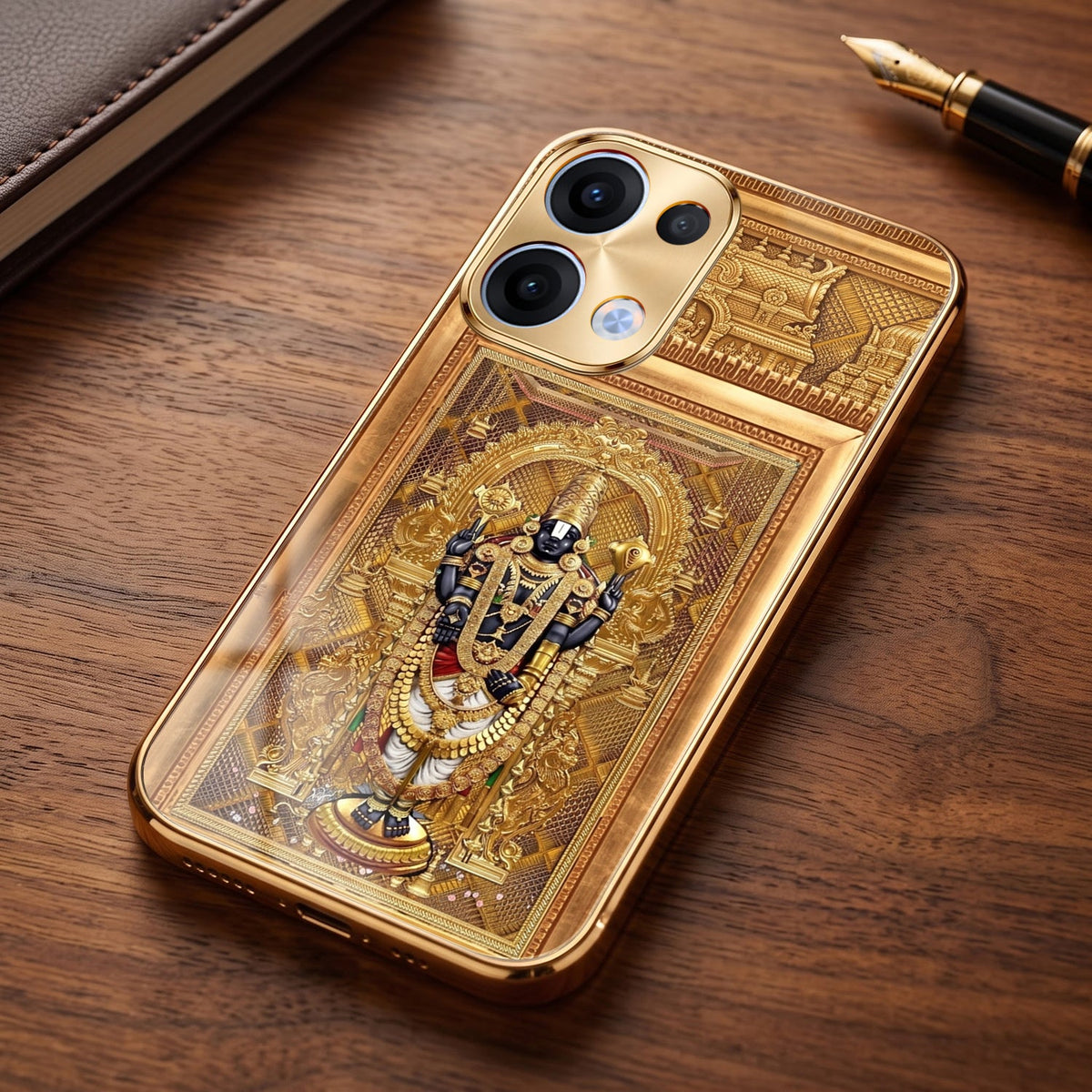 Oppo Reno 13 5G Premium Heritage Gold Electroplated Glass Phone Back Case