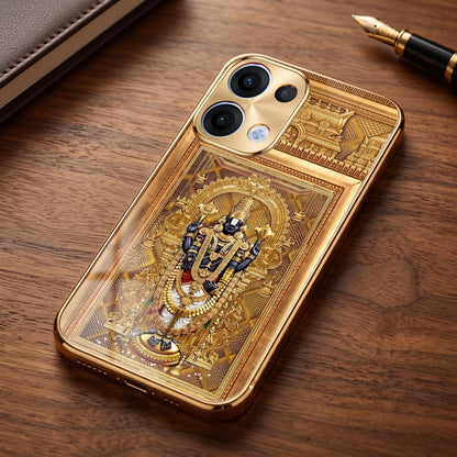 Oppo Reno 13 5G Premium Heritage Gold Electroplated Glass Phone Back Case