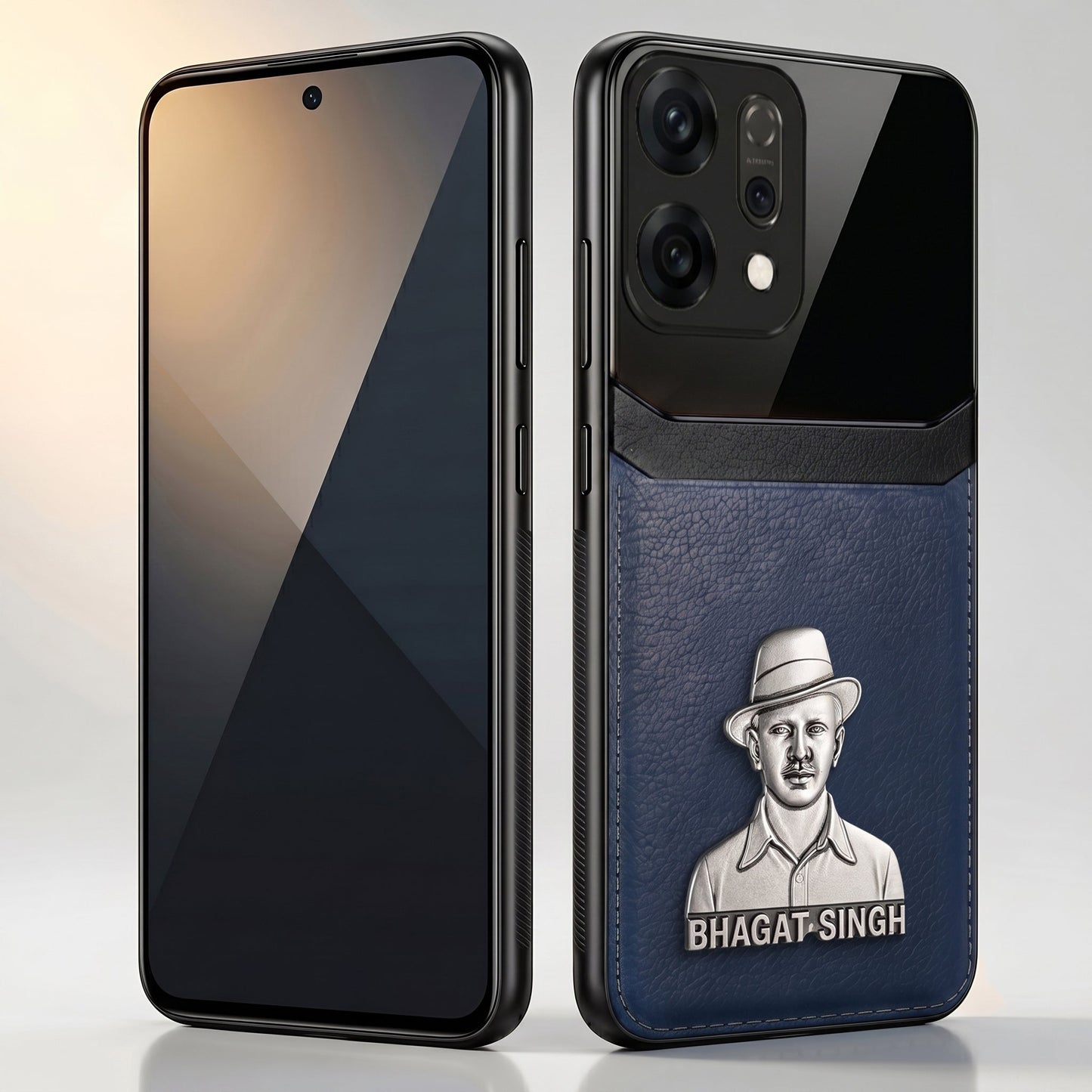 Oppo Reno 14 5G Shaheed Bhagat Singh 3D Metal Leather Back Case