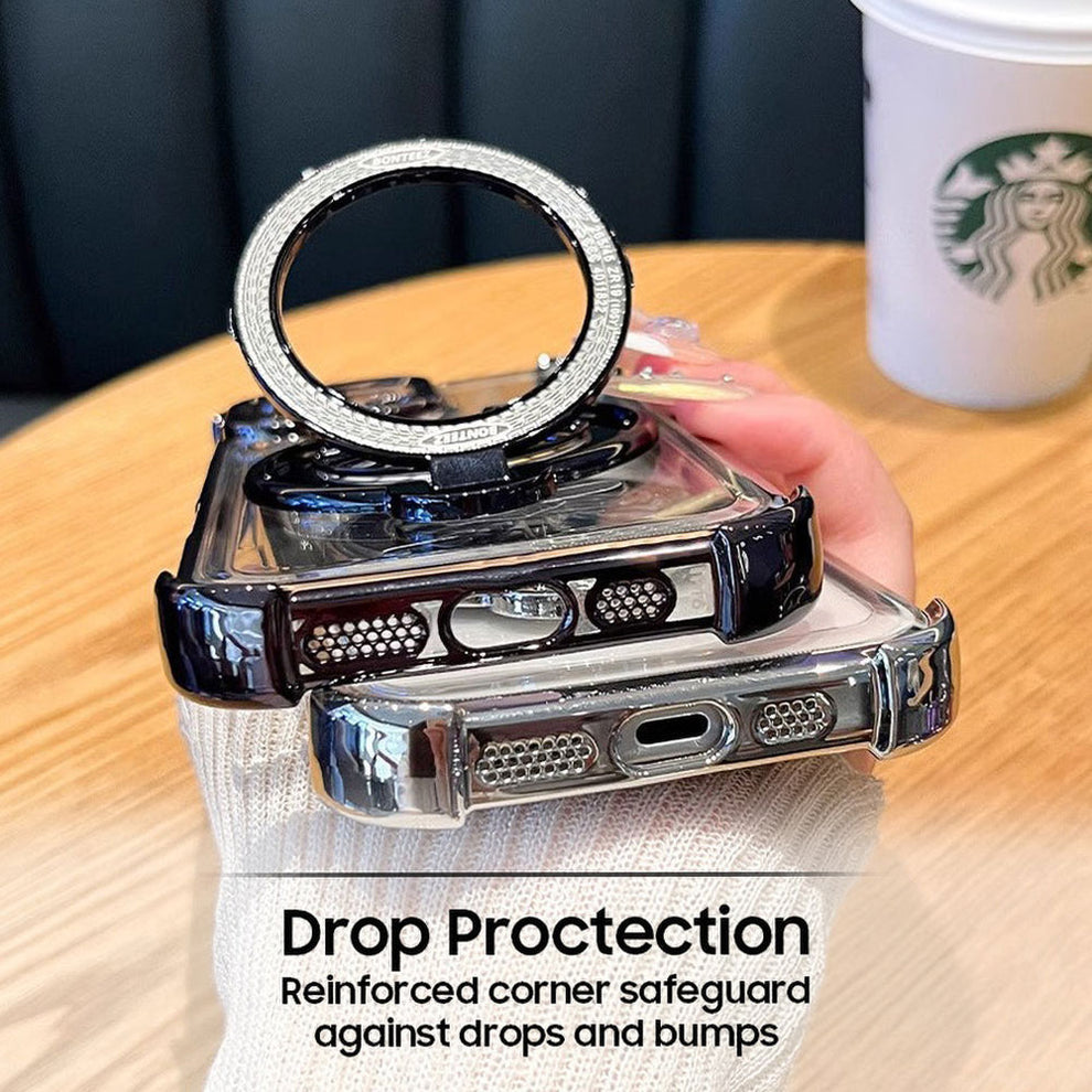 Oppo Reno 15 5G Luxury Four Corner Invincible Bracket Ring Stand Case