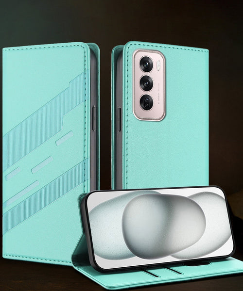 Oppo Reno 12 Pro 5G Magnetic Embossed Multi-Functional Wallet Retro PU Leather Flip Case