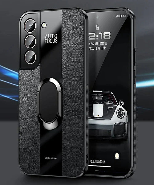 Samsung Galaxy S23 5G Premium Leather AutoFocus Ring Case
