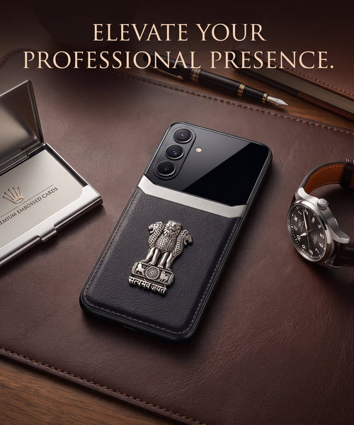 Samsung Galaxy A56 5G Satyamev Jayate 3D Metal Leather Back Case