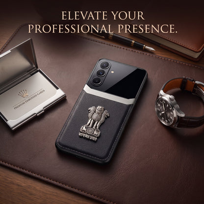 Galaxy A17 5G Satyamev Jayate 3D Metal Leather Back Case