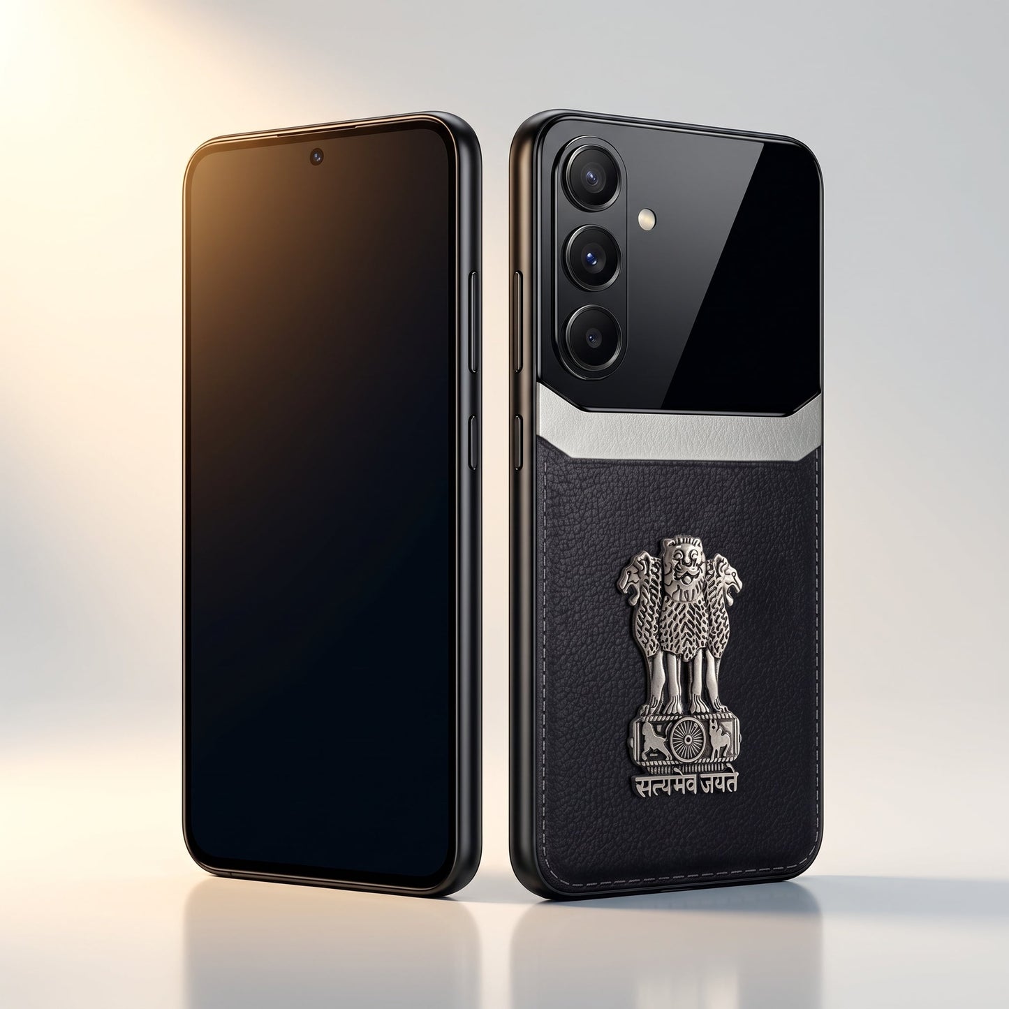 Galaxy A15 5G Satyamev Jayate 3D Metal Leather Back Case