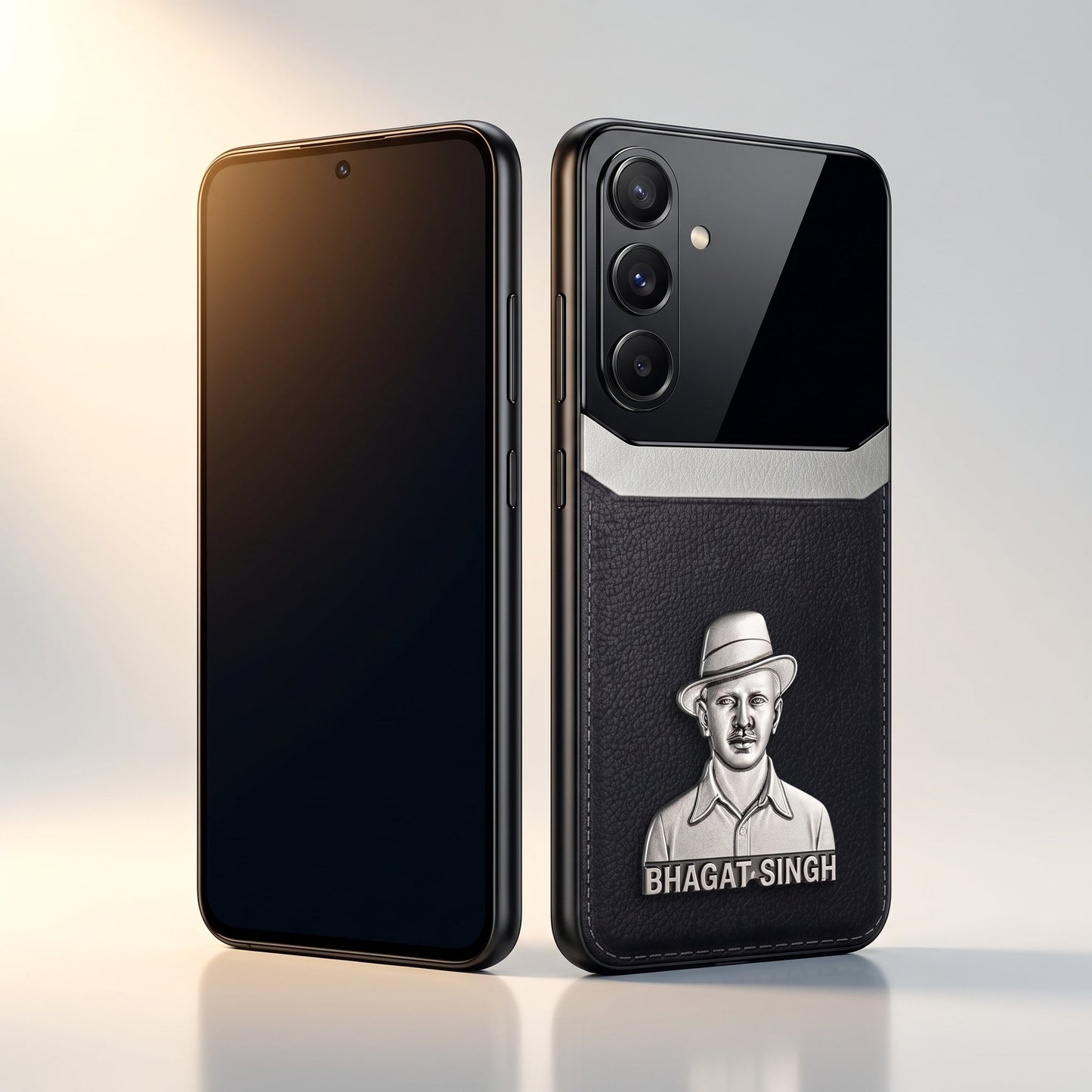 Samsung Galaxy M56 5G Shaheed Bhagat Singh 3D Metal Leather Back Case