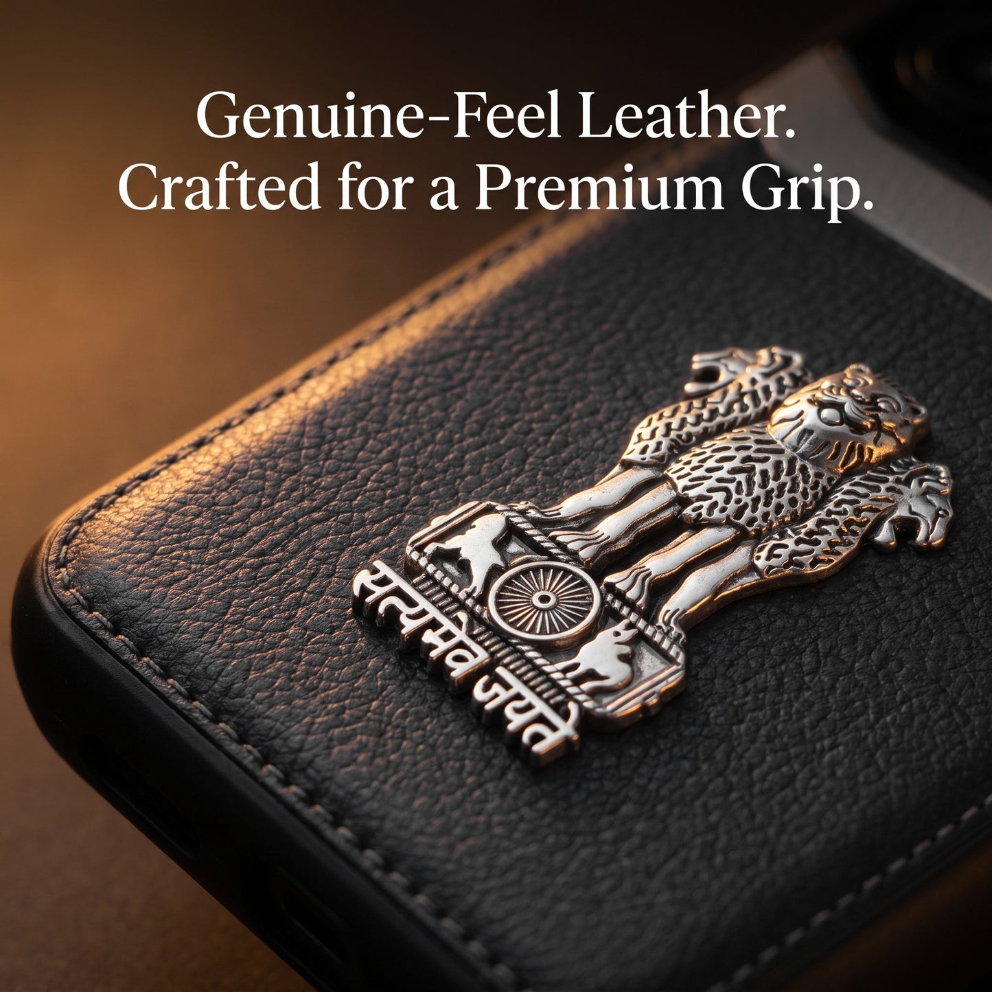 Galaxy A26 5G Satyamev Jayate 3D Metal Leather Back Case