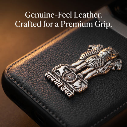 Galaxy A26 5G Satyamev Jayate 3D Metal Leather Back Case