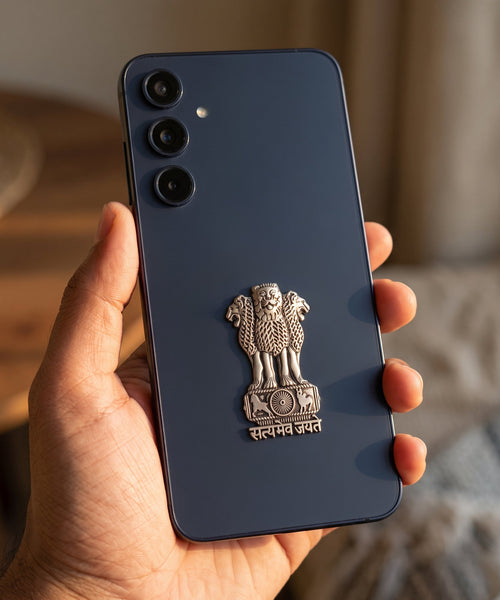 Samsung Galaxy A55 5G Compatible Satyamev Jayate 3D Metal Emblem Sticker