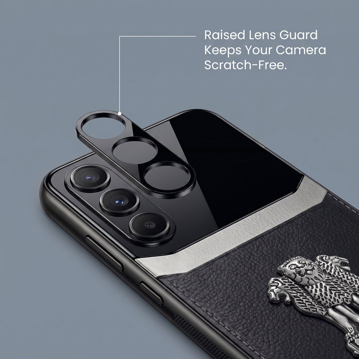 Galaxy A15 5G Satyamev Jayate 3D Metal Leather Back Case