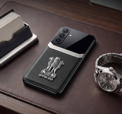 Galaxy A15 5G Satyamev Jayate 3D Metal Leather Back Case