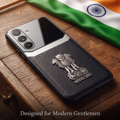 Galaxy A26 5G Satyamev Jayate 3D Metal Leather Back Case