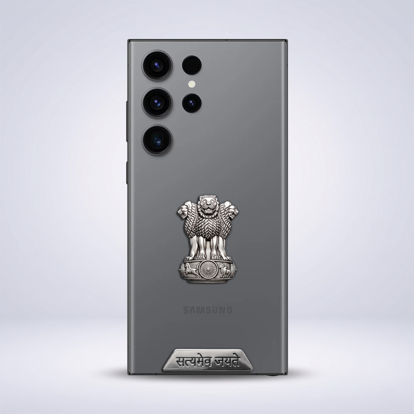 Samsung S23 Ultra 5G Compatible Satyamev Jayate 3D Metal Emblem Sticker
