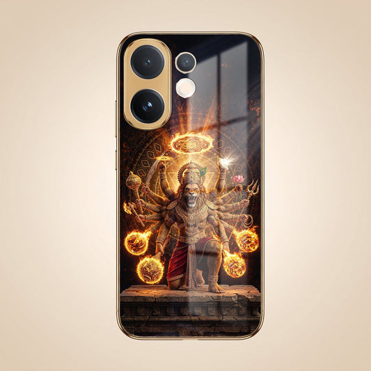 Vivo V60e 5G Lord Narasimha Gold Electroplated Glass Phone Back Case