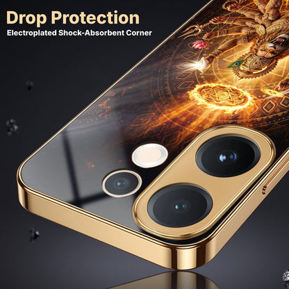 Vivo T4 Pro 5G Lord Narasimha Gold Electroplated Glass Phone Back Case