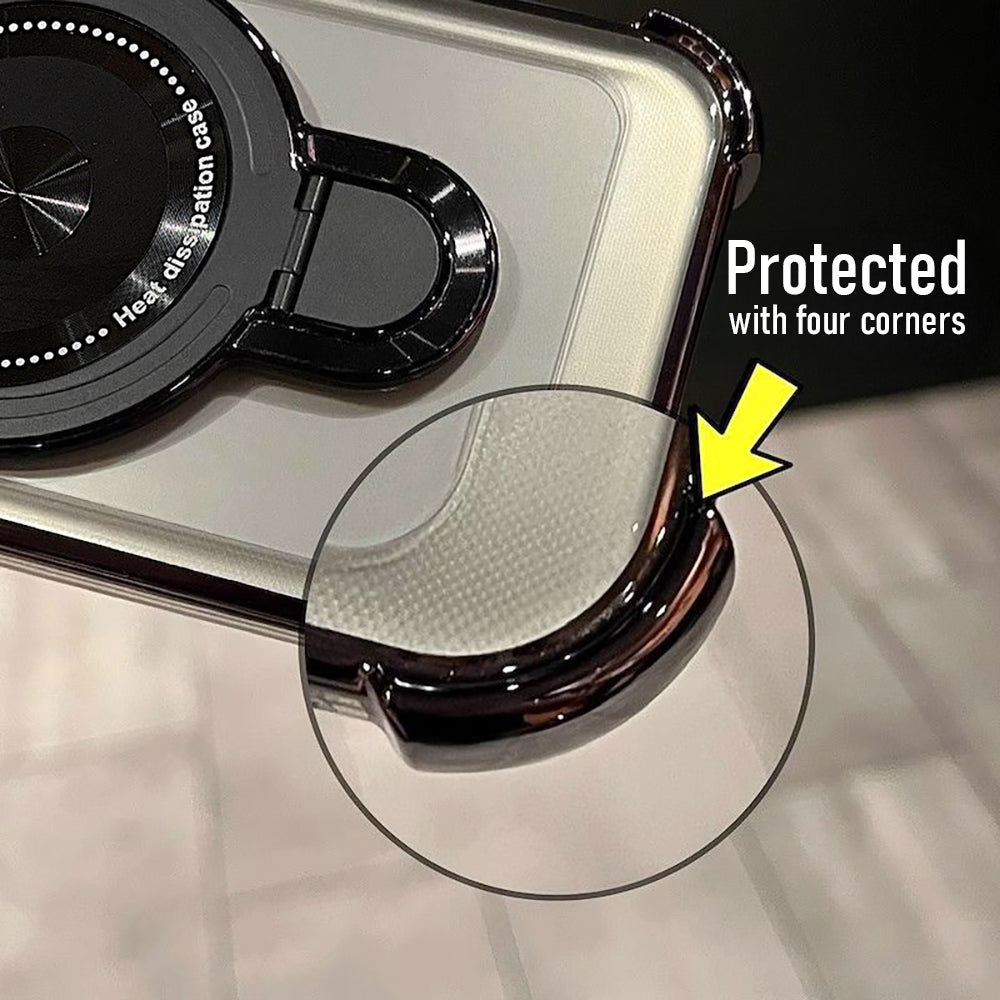 Vivo T4x 5G Luxury Four Corner Invincible Bracket Ring Stand Case