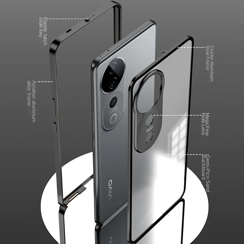 Vivo V40 Pro 5G Aluminium Metal Bumper Shield Transparent Back Case