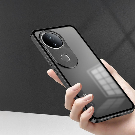 Vivo V50 5G Aluminium Metal Bumper Shield Transparent Back Case