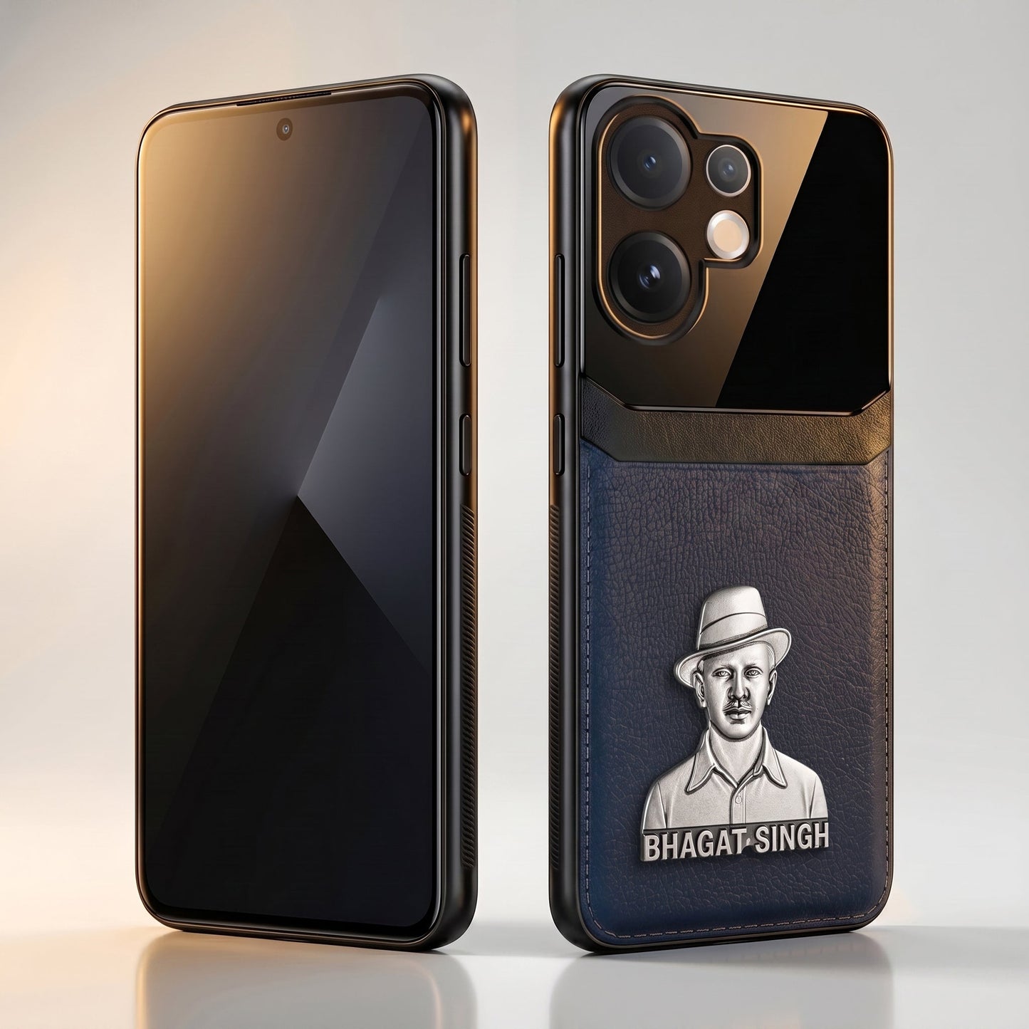 Vivo V60 5G Shaheed Bhagat Singh 3D Metal Leather Back Case