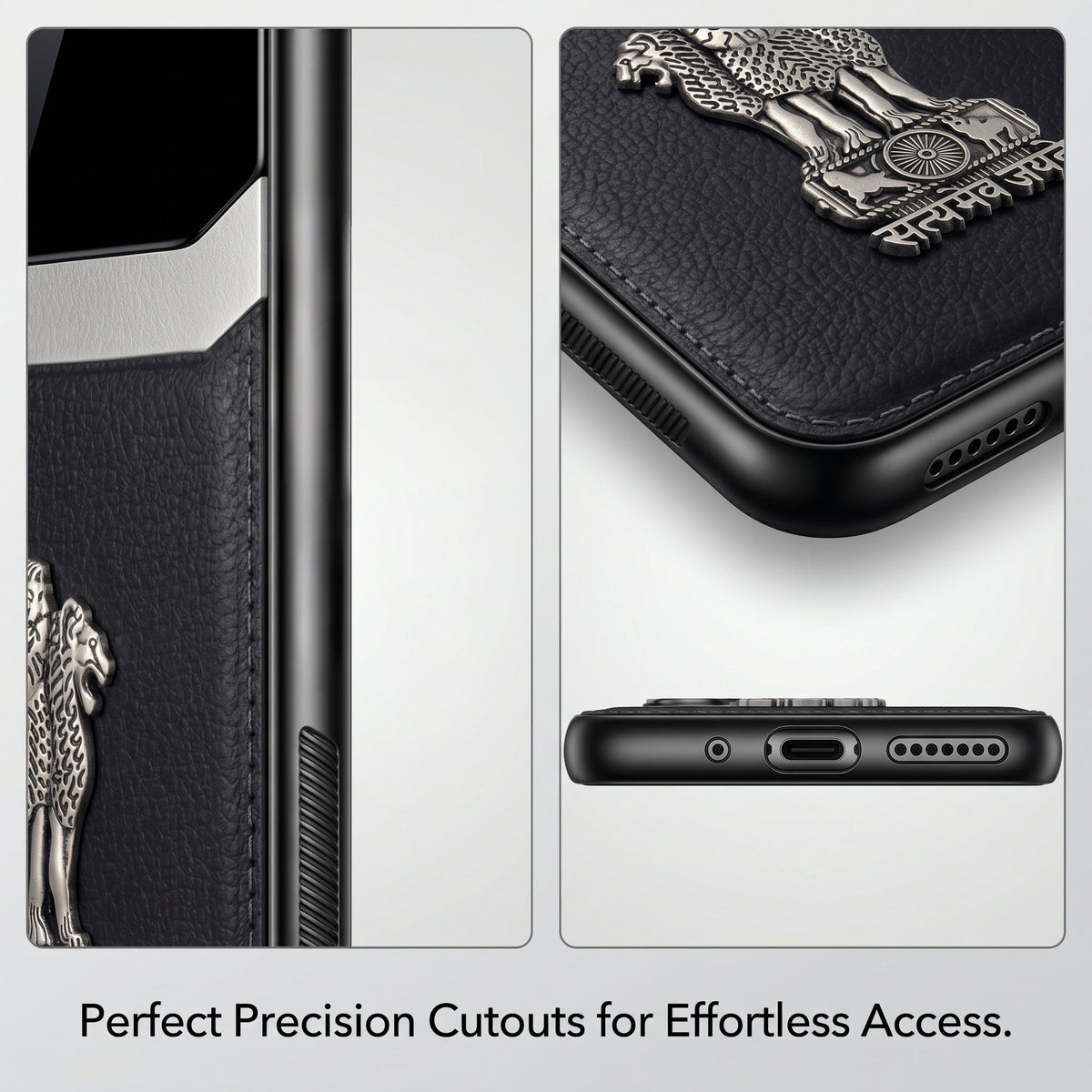 Vivo V60 5G Satyamev Jayate 3D Metal Leather Back Case