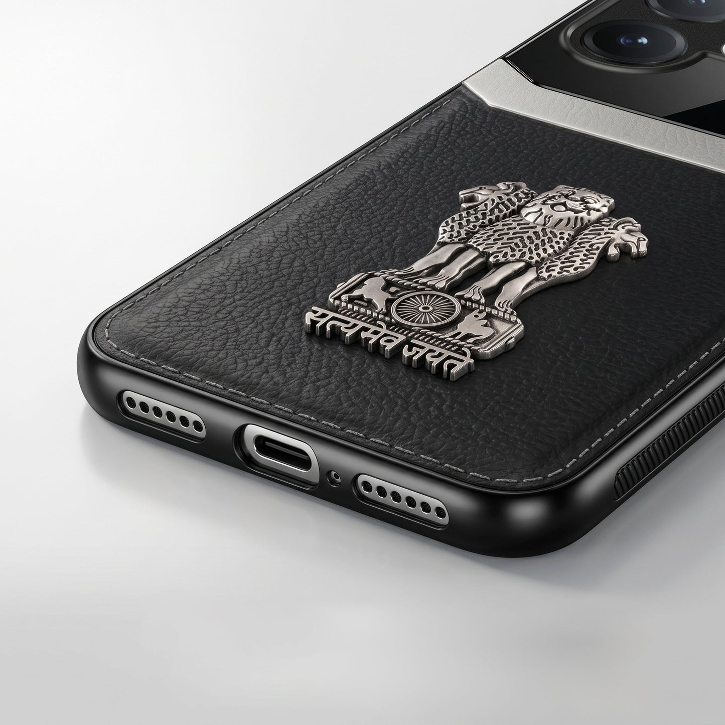 Vivo V60 5G Satyamev Jayate 3D Metal Leather Back Case