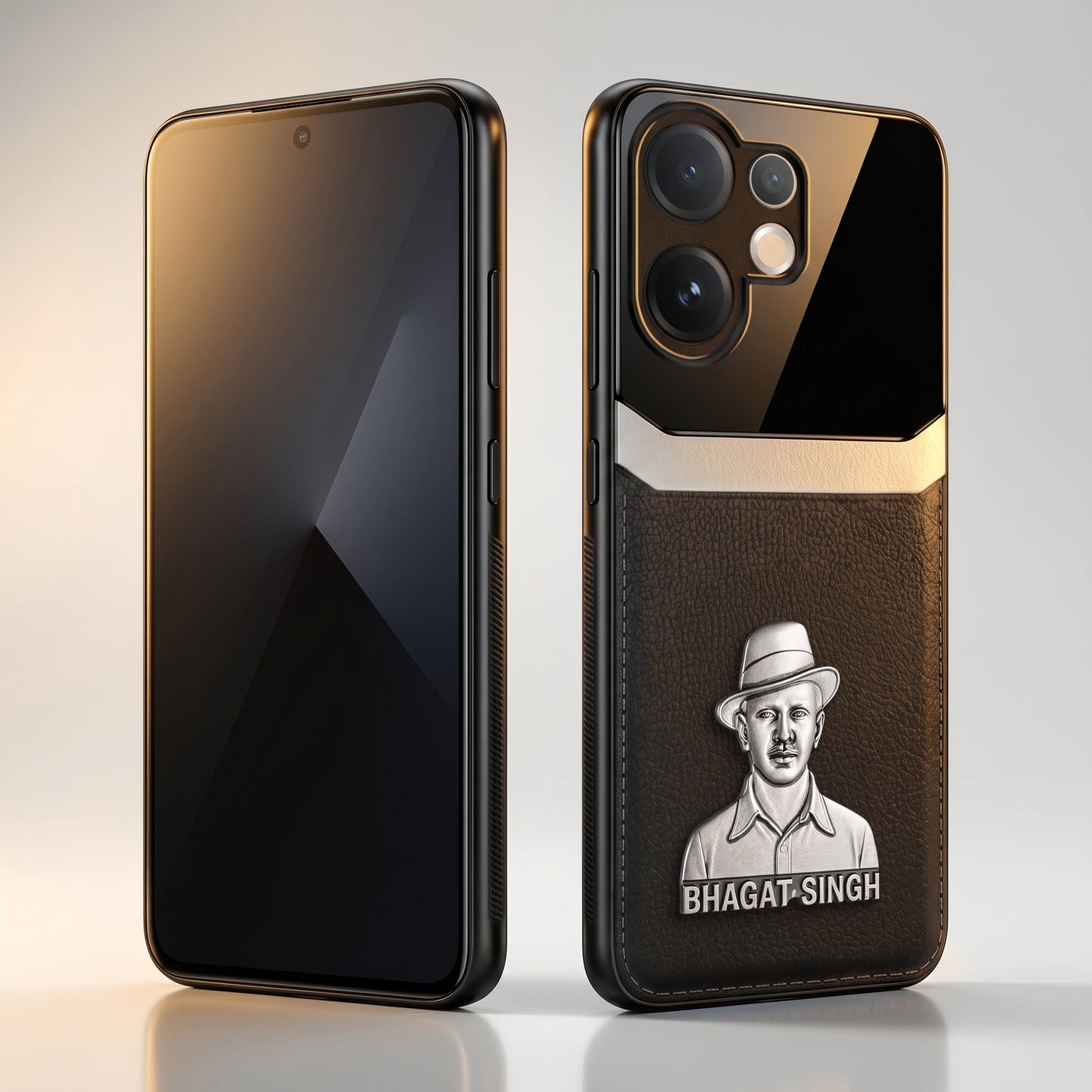 Vivo V60 5G Shaheed Bhagat Singh 3D Metal Leather Back Case
