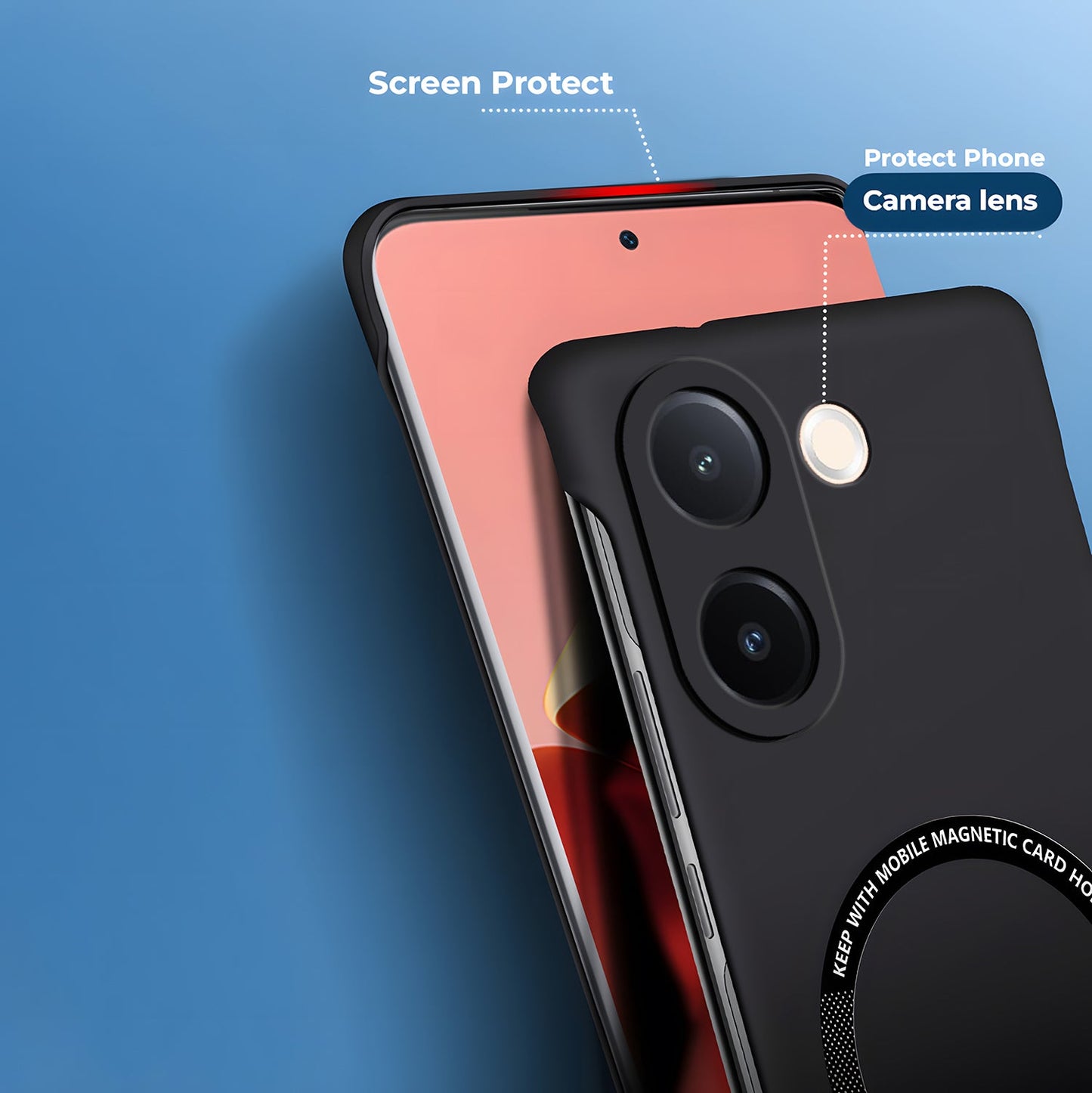 Vivo V60E 5G Frameless Magnetic Wireless Charging Case — Ultra-Slim Clear MagSafe Compatible Cover
