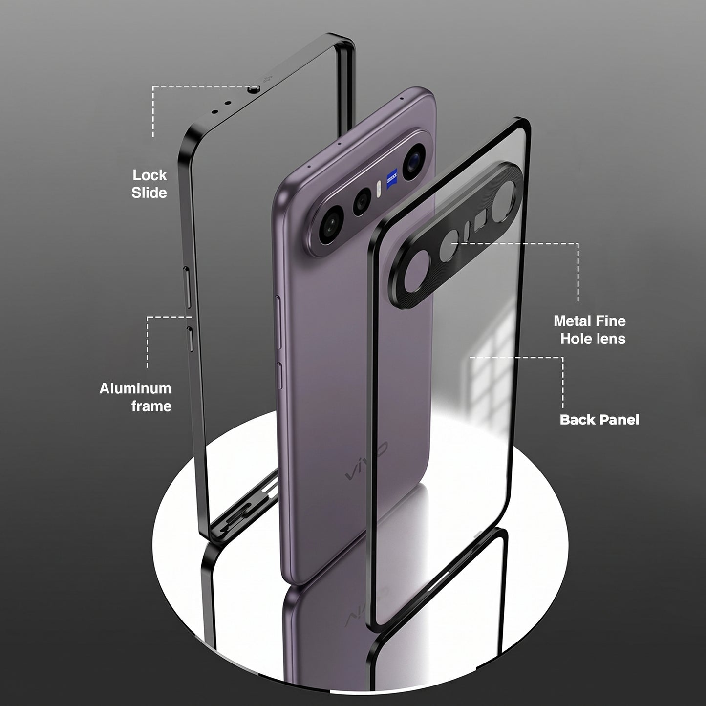 Vivo X300 FE 5G Aluminium Metal Bumper Shield Transparent Back Case