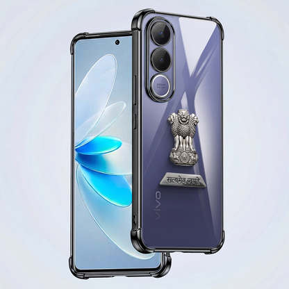 Vivo V70 FE 5G Satyamev Jayate 2-in-1 Emblem Transparent Shockproof Airbag Case